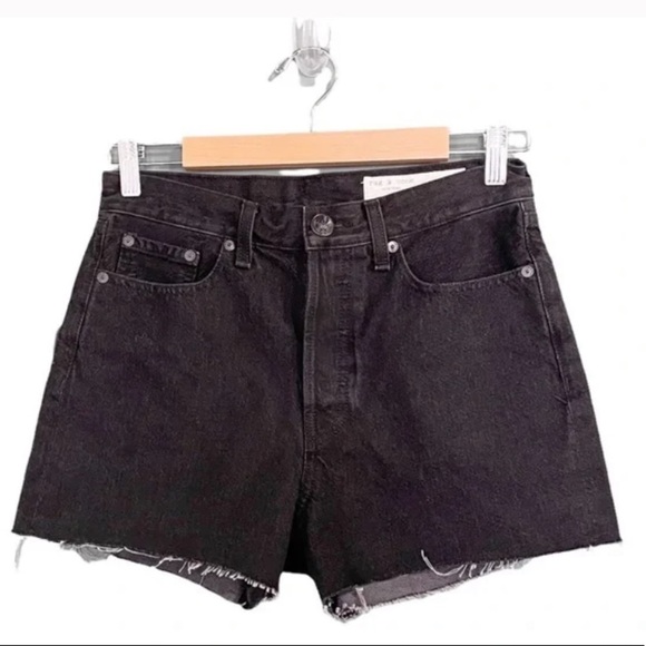 NWT Rag & Bone Maya High Rise Jean Denim Shorts, Black Wash, Women’s Size 29 - Picture 1 of 6